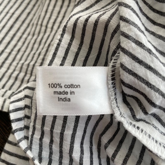 LANE BRYANT Size 14/16 Split Neck Striped Peasant Style Blouse 100% Cotton - Picture 6 of 7